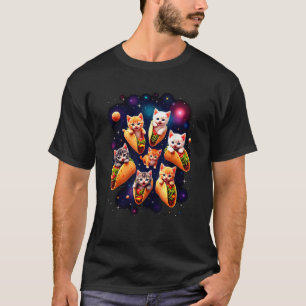Cats Tacos Funny Kitten Cats Space Mexican Food Lo T-Shirt