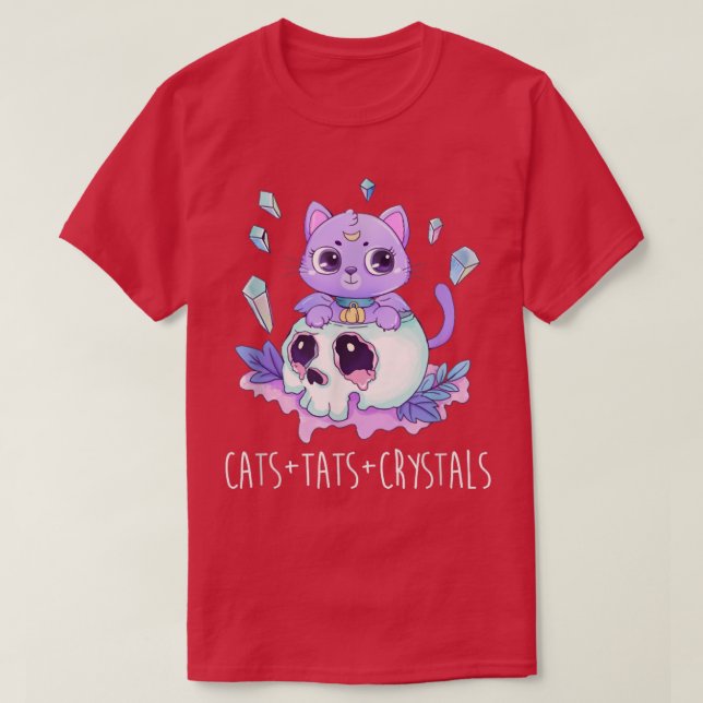 Cats Tats And Crystals Tattoo Artist Energy Spells T-Shirt (Design Front)