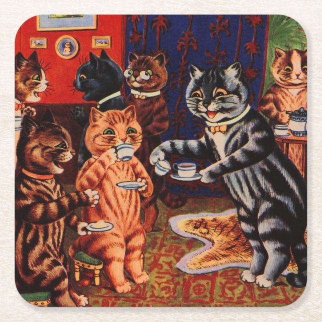 Cats Tea Party by Louis Wain Coaster (Front)