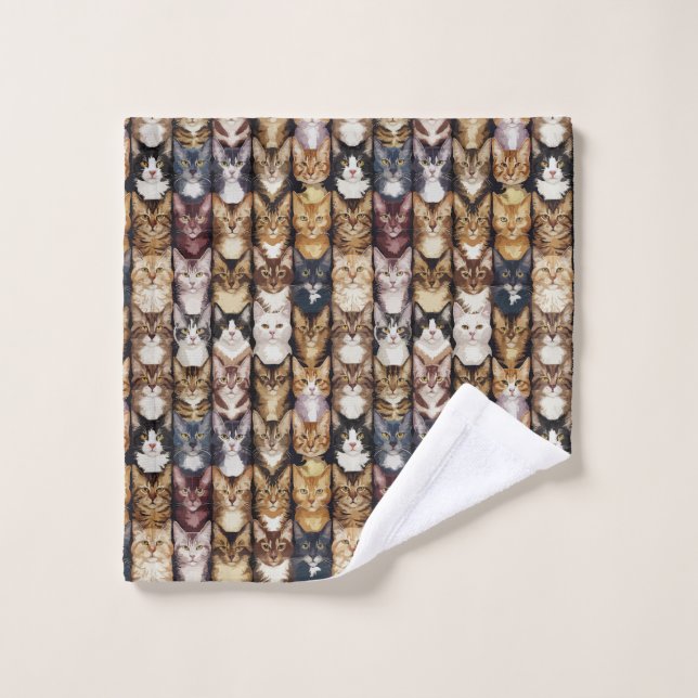 Cats  texture bath towel set (Wash Cloth)