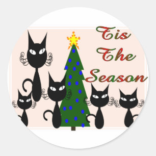 cats "tis' the season" classic round sticker