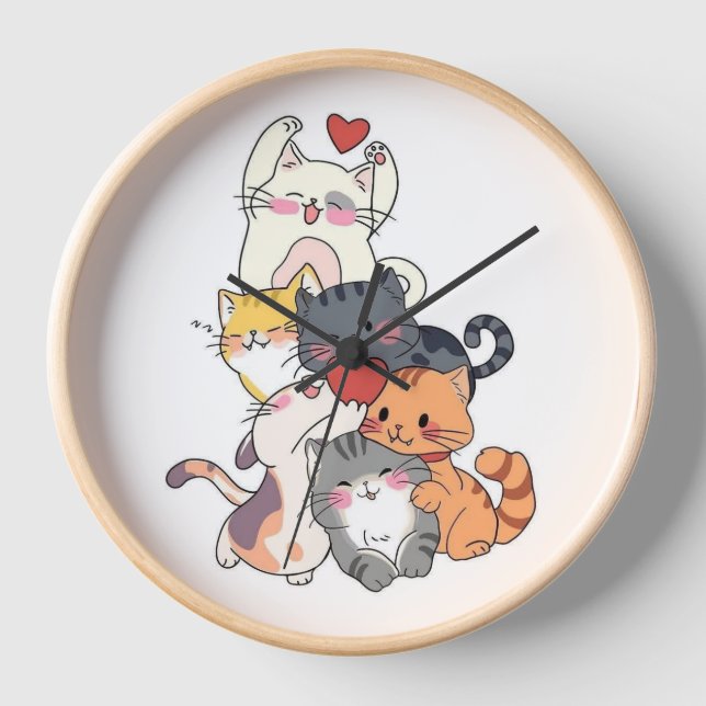 Cats Together Wall Clock (Front)