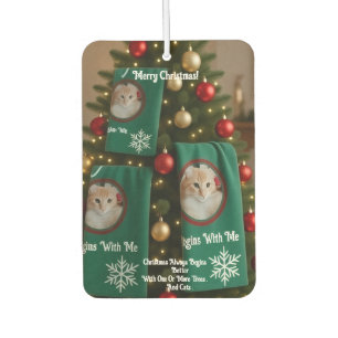 Cats Towels In Christmas Tree, photo,humor Car Air Freshener