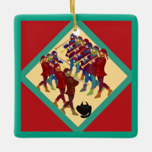 Cats Twelve Days Of Christmas 11 Pipers  Ceramic Ornament