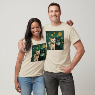 Cats under the starry night T-Shirt