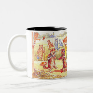 Cats Village Wedding by Louis Wain Two-Tone Coffee Mug