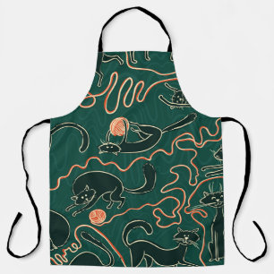 Cats Vintage: Doodle Seamless Pattern Apron