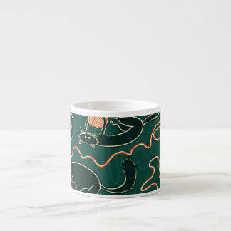 Cats Vintage: Doodle Seamless Pattern Espresso Cup