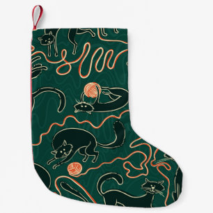 Cats Vintage: Doodle Seamless Pattern Small Christmas Stocking