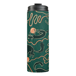 Cats Vintage: Doodle Seamless Pattern Thermal Tumbler