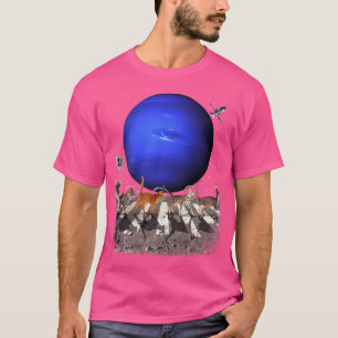 Cats Walking In Space Cat Astronaut Neptune Planet T-Shirt