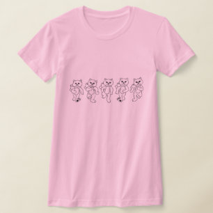 Cats Walking Whimsical Kitties Line Art Drawing T-Shirt