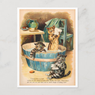 Cats Washing Louis Wain Holiday Postcard