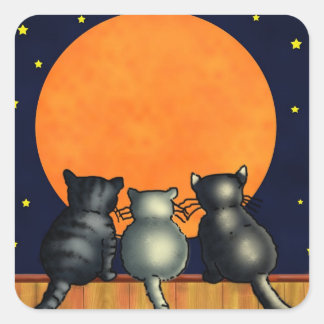 Cats Watching the Moon Stickers