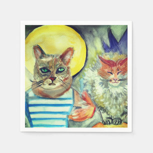 Cats Watercolor Art Napkin