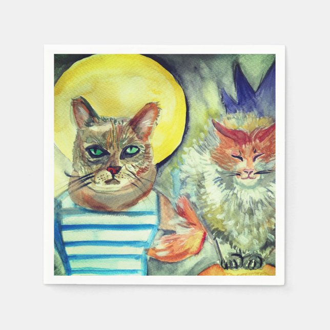 Cats Watercolor Art  Napkin (Front)
