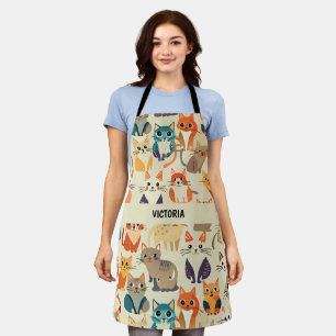 Cats Watercolor Custom Pattern Apron