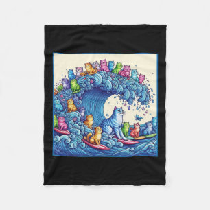 Cats Wave For Kamala Funny Cat Lady 1 Fleece Blanket