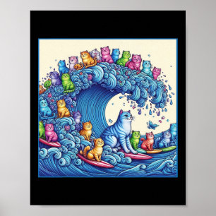 Cats Wave For Kamala Funny Cat Lady 1 Poster