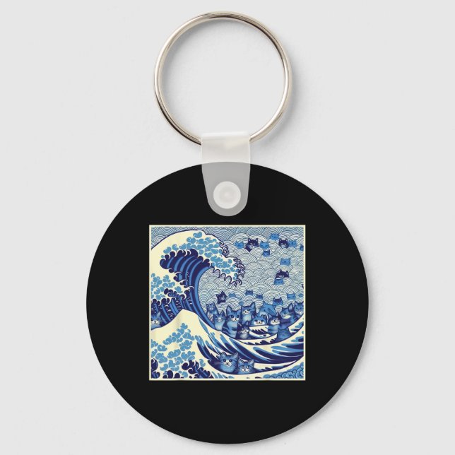 Cats Wave For Kamala Funny Cat Lady  Key Ring (Front)