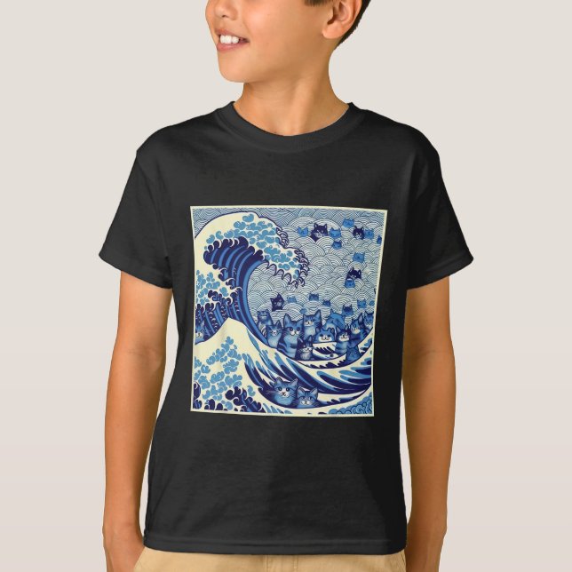 Cats Wave For Kamala Funny Cat Lady  T-Shirt (Front)