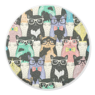 Cats wearing sunglasses ceramic knob