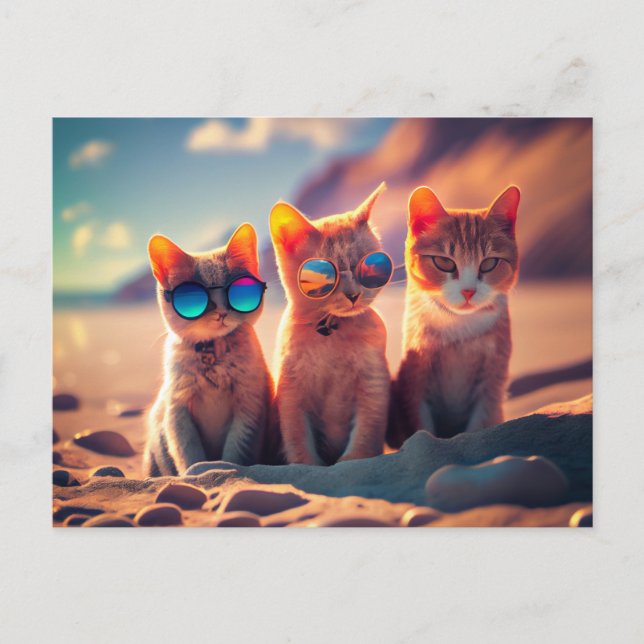 Cats Wearing Sunglasses Holiday Postcard (Front)