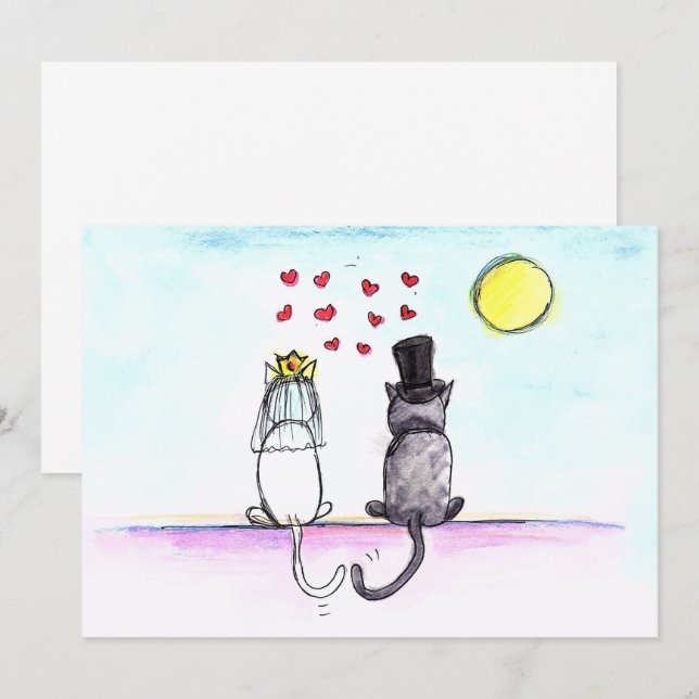 Cats Wedding Bride and Groom Wedding Invitation (Front/Back)