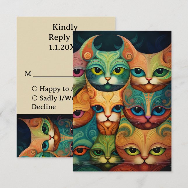 Cats wedding RSVP card (Front/Back)