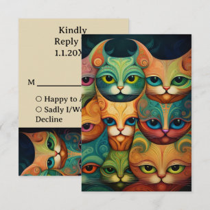 Cats wedding RSVP card