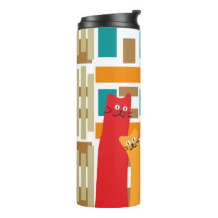 Cats whimsical cute geometric shapes thermal tumbler