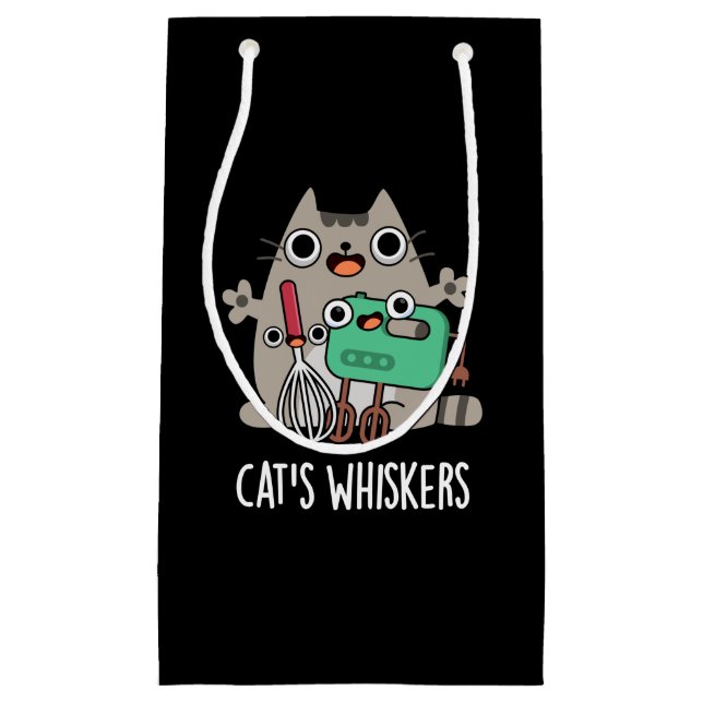 Cat's Whiskers Funny Baking Pun Dark BG Small Gift Bag (Front)