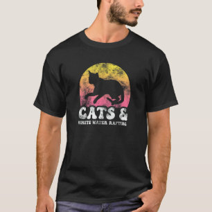 Cats & White Water Rafting Vintage Retro Hobby T-Shirt