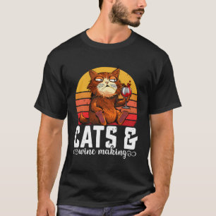 Cats Wine Making Cat Dad Mum Tasting Drinker T-Shirt