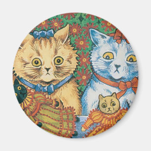 Cats with Dolls Artwork by Louis Wain Magnet
