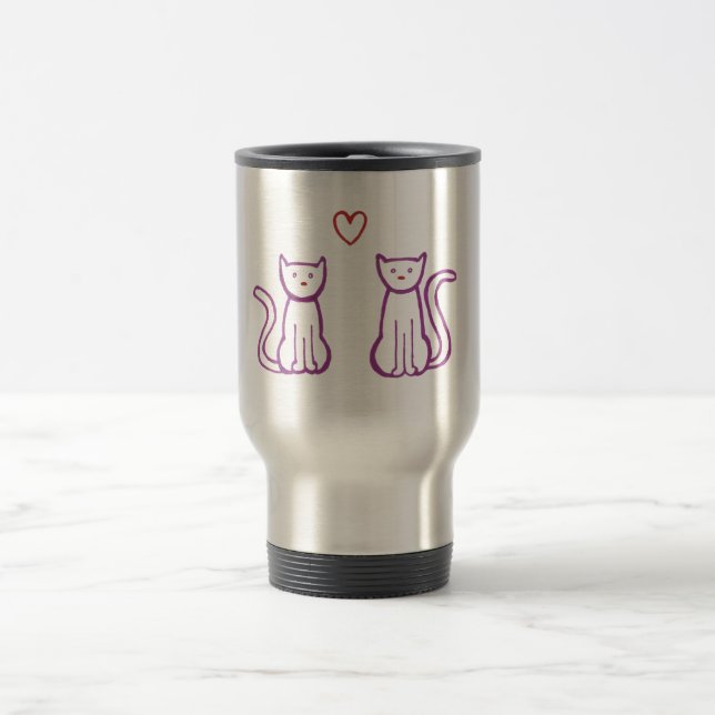 Cats with Heart Travel Mug (Center)