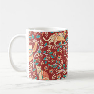Cats with ornaments,branches with flowers and leav coffee mug