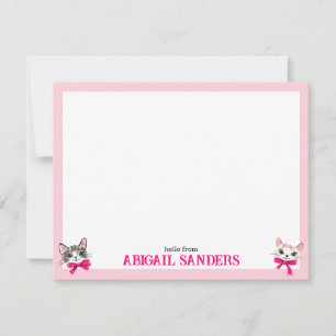 Cats with Pink Bows Note Card