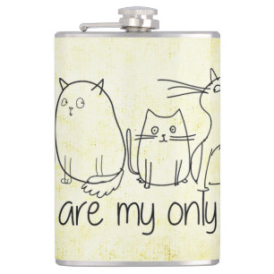 Cats with Quote Hip Flask