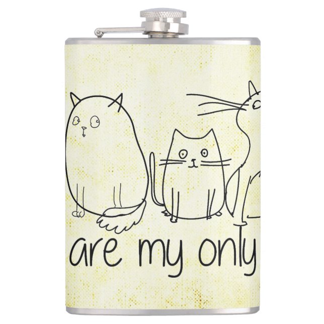 Cats with Quote Hip Flask (Front)