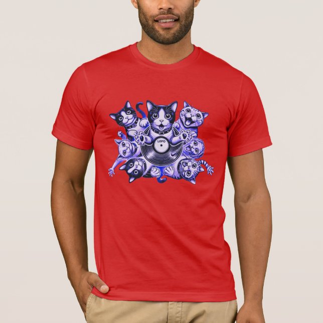 cats with record player  T-Shirt (Front)