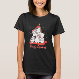 Cats With Santa Hat Merry Catmas Cat Christmas Re T-Shirt