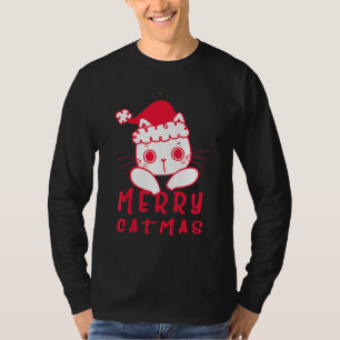 Cats With Santa Hat Merry Catmas Cat Christmas T-Shirt