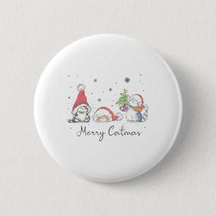 Cats With Santa Hat Merry Catmas Cat Lover Christm 6 Cm Round Badge