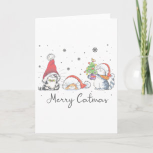 Cats With Santa Hat Merry Catmas Cat Lover Christm Card