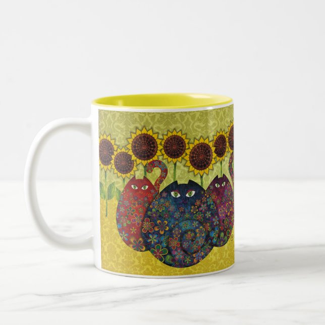cats with sunflowers mug (Left)