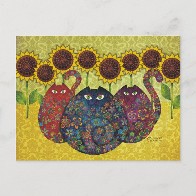 Cats With Sunflowers Postcards TBA (Front)
