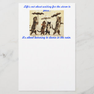cats with umbrellas in the rain stationary stationery