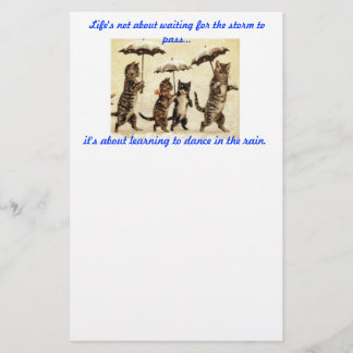 cats with umbrellas in the rain stationary stationery