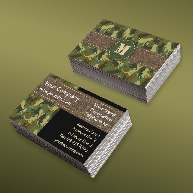 Cats Woodland Camouflage Horizontal Business Card (Creator Uploaded)